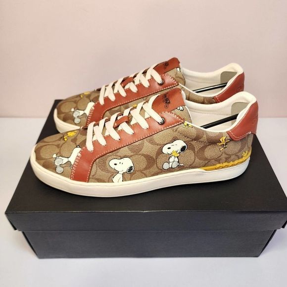 NIB CF162 COACH PEANUTS CLIP LOW TOP SNEAKERS SNOOPY WOODSTOCK MEN'S 10 D - Picture 2 of 6